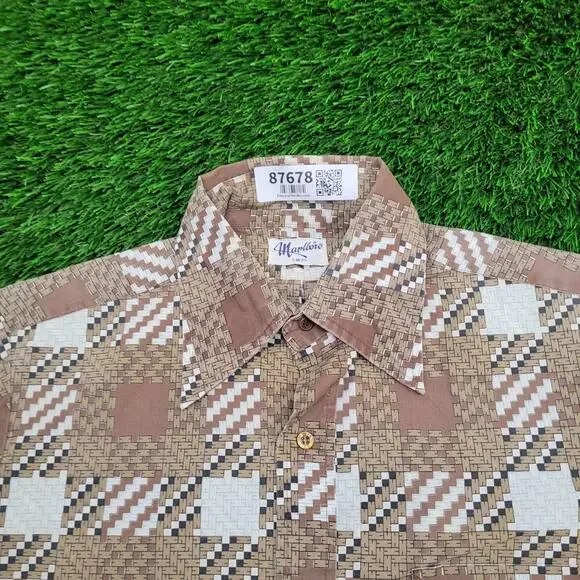 Vintage 80s MOD Marlboro Disco Hippie Shirt Medium 21x29 USA